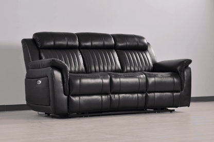 Cidliano Genuine Leather Black Electric Power Recliner 3+1 Seater Sofa Set