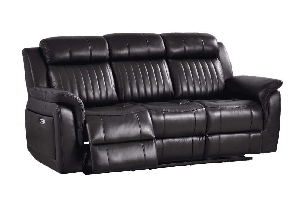 Cidliano Genuine Leather Black Electric Power Recliner 3+1 Seater Sofa Set
