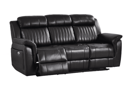 Cidliano Genuine Leather Black Electric Power Recliner 3+1 Seater Sofa Set