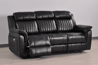 Cidliano Genuine Leather Black Electric Power Recliner 3+1 Seater Sofa Set