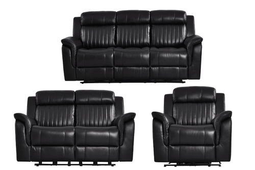 Cidliano Genuine Leather Black Electric Power Recliner 3+2+1 Seater Sofa Set