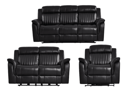 Cidliano Genuine Leather Black Electric Power Recliner 3+2+1 Seater Sofa Set