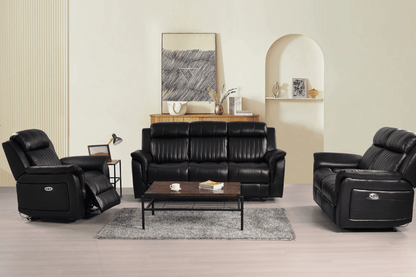 Cidliano Genuine Leather Black Electric Power Recliner 3+2+1 Seater Sofa Set