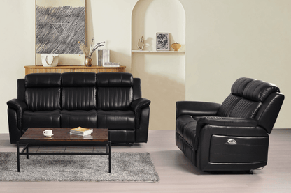 Cidliano Genuine Leather Black Electric Power Recliner 3+2 Seater Sofa Set