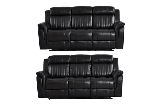 Cidliano Genuine Leather Black Electric Power Recliner 3+3 Seater Sofa Set