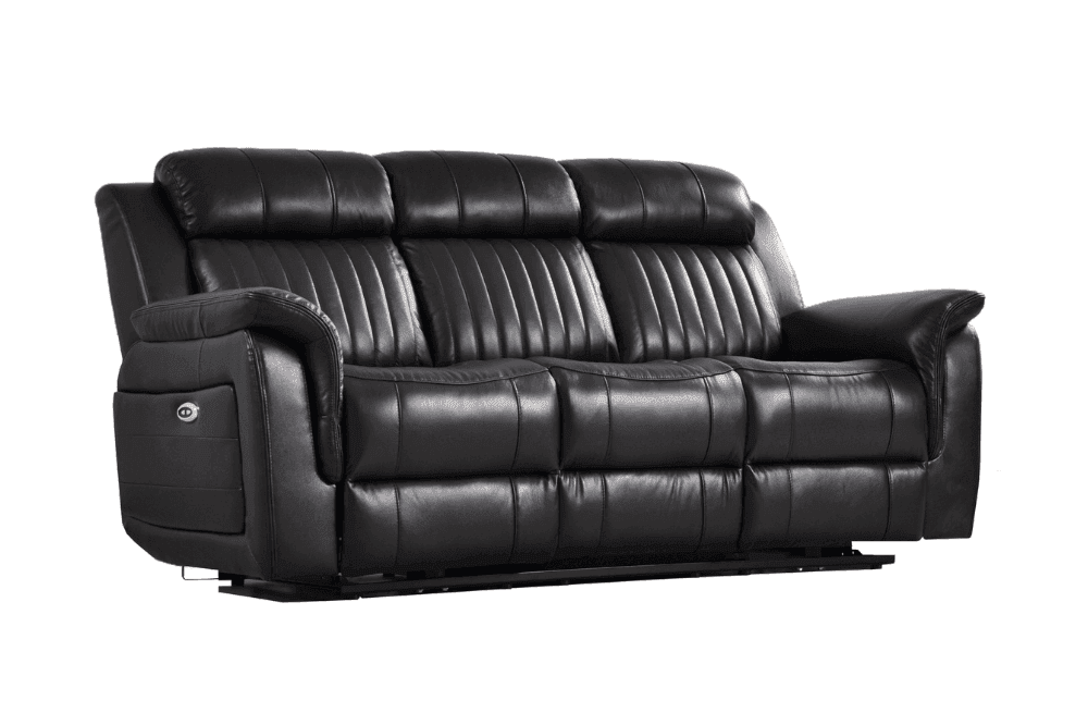 Cidliano Genuine Leather Black Electric Power Recliner 3+3 Seater Sofa Set
