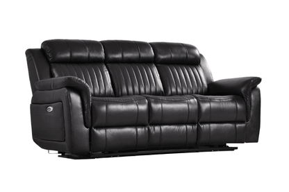 Cidliano Genuine Leather Black Electric Power Recliner 3+3 Seater Sofa Set