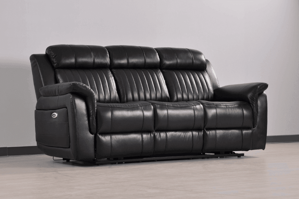 Cidliano Genuine Leather Black Electric Power Recliner 3+3 Seater Sofa Set