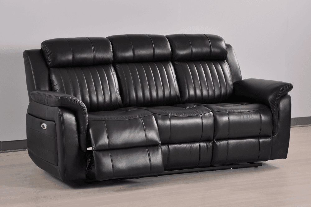 Cidliano Genuine Leather Black Electric Power Recliner 3+3 Seater Sofa Set