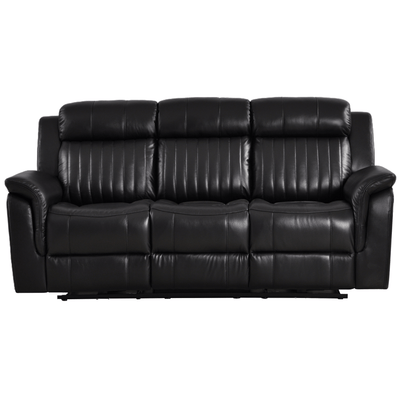 Cidliano Genuine Leather Black Electric Power Recliner 3 Seater Sofa