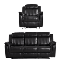 Cidliano Genuine Leather Black Electric Power Recliner 3+1 Seater Sofa Set