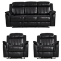 Cidliano Genuine Leather Black Electric Recliner 3+1+1 Seater Sofa Set