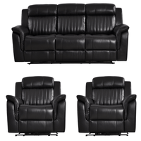 Cidliano Genuine Leather Black Electric Power Recliner 3+1+1 Seater Sofa Set