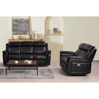 Cidliano 3-seater sofa with 2-seater loveseat (3+2) front-facing in a stylish roomset with contemporary decor and warm ambient lighting.