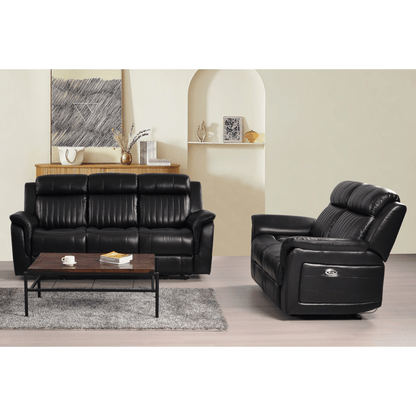 Cidliano 3-seater sofa with 2-seater loveseat (3+2) front-facing in a stylish roomset with contemporary decor and warm ambient lighting.