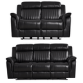 Cidliano Genuine Leather Black Electric Recliner 3+2 Seater Sofa Set
