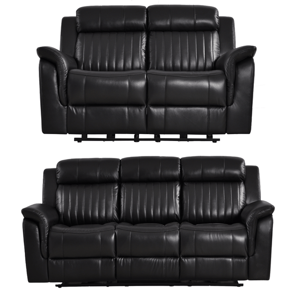 Cidliano Genuine Leather Black Electric Recliner 3+2 Seater Sofa Set