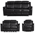 Cidliano Genuine Leather Black Electric Recliner 3+2+1 Seater Sofa Set