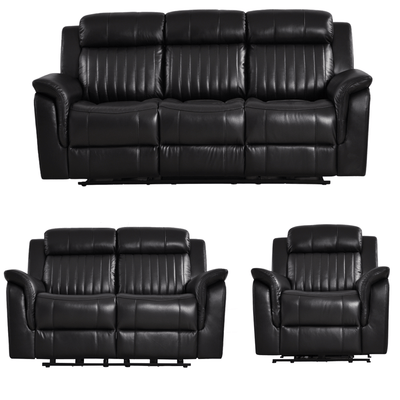 Cidliano Genuine Leather Black Electric Power Recliner 3+2+1 Seater Sofa Set