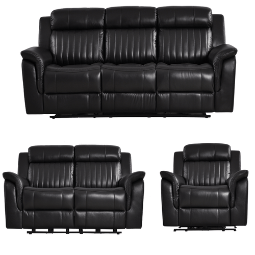Cidliano Genuine Leather Black Electric Power Recliner 3+2+1 Seater Sofa Set