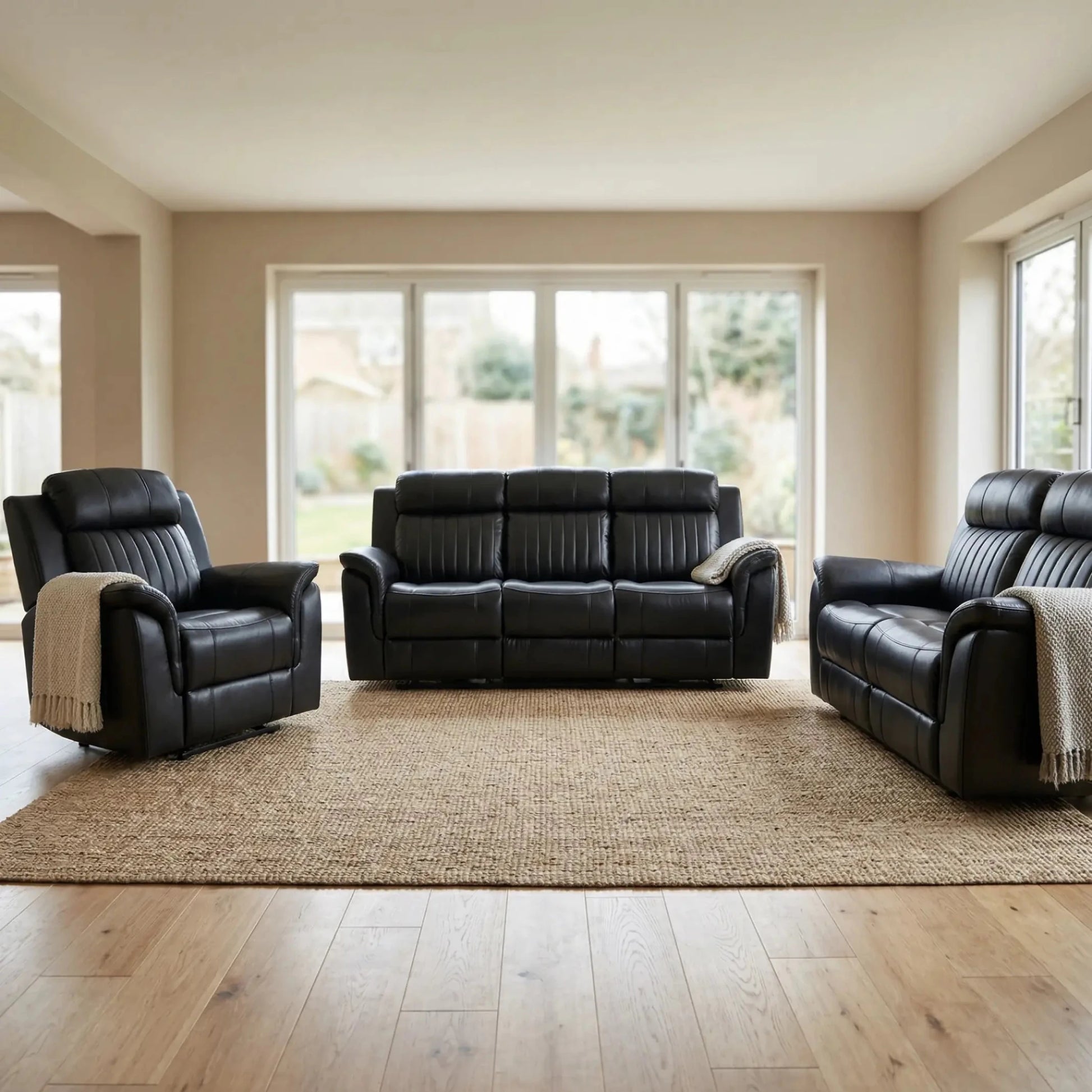 Cidliano Genuine Leather Black Electric Power Recliner 3+2+1 Seater Sofa Set - Furniture Instore