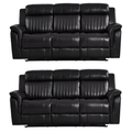 Cidliano Genuine Leather Black Electric Recliner 3+3 Seater Sofa Set
