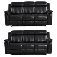Cidliano Genuine Leather Black Electric Power Recliner 3+3 Seater Sofa Set