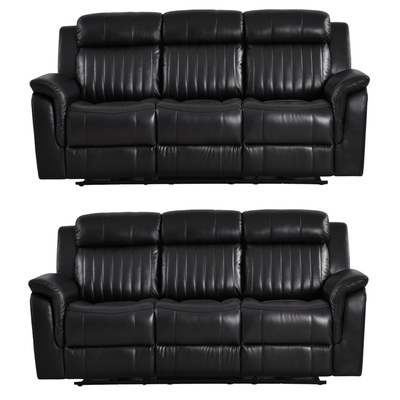 Cidliano Genuine Leather Black Electric Power Recliner 3+3 Seater Sofa Set