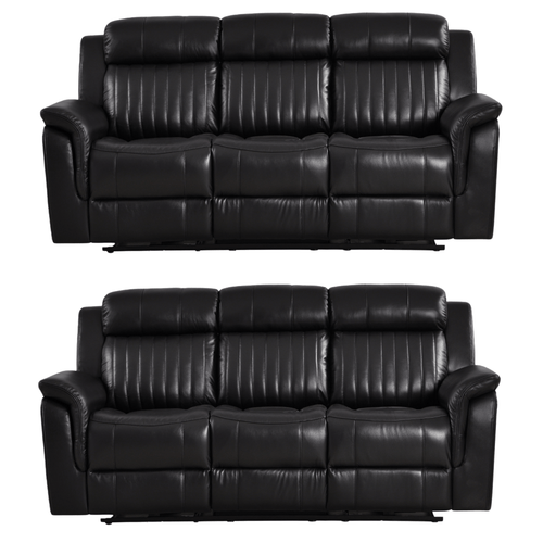 Cidliano Genuine Leather Black Electric Power Recliner 3+3 Seater Sofa Set