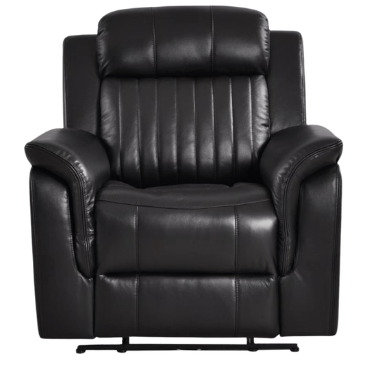 Cidliano black armchair front view on white background, modern and stylish seating furniture.