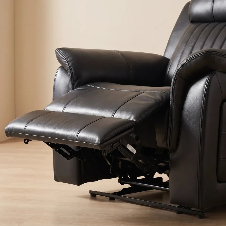 Cidliano Genuine Leather Black Electric Recliner Armchair - Furniture Instore