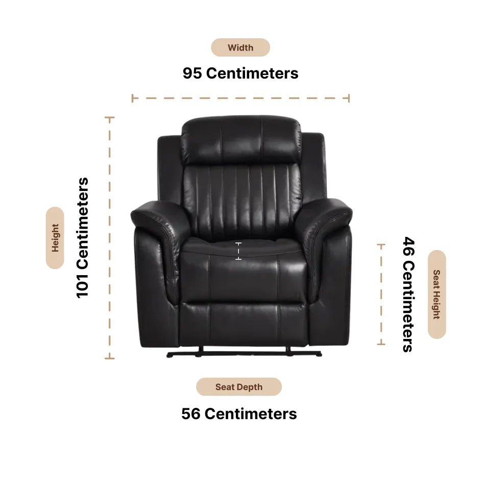 Cidliano Genuine Leather Black Electric Recliner Armchair - Furniture Instore