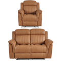Cidliano Genuine Leather Caramel Electric Recliner 2+1 Seater Sofa Set