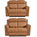 Cidliano Genuine Leather Caramel Electric Recliner 2+2 Seater Sofa Set