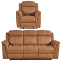 Cidliano Genuine Leather Caramel Electric Recliner 3+1 Seater Sofa Set