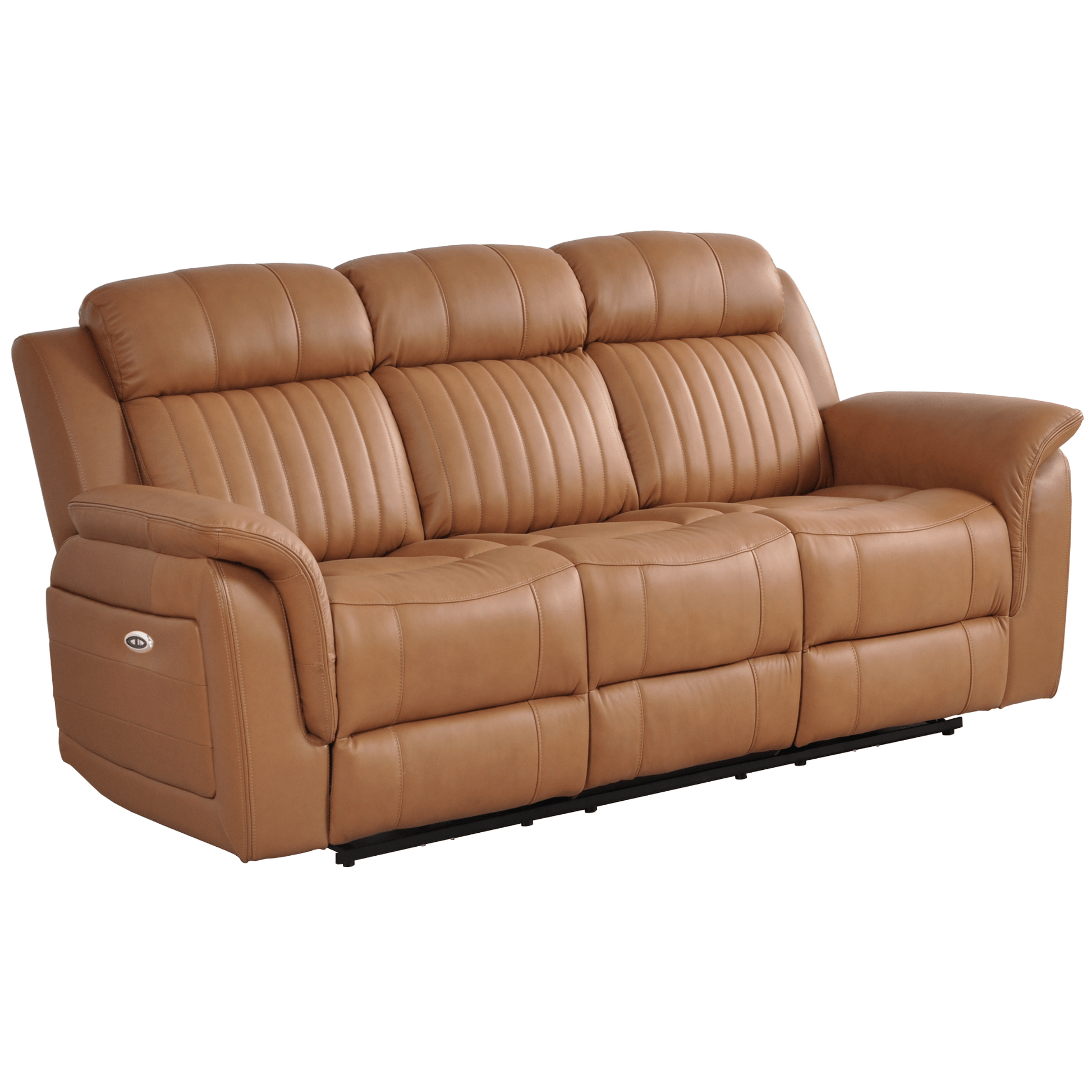 Brown leather sofa on a white background