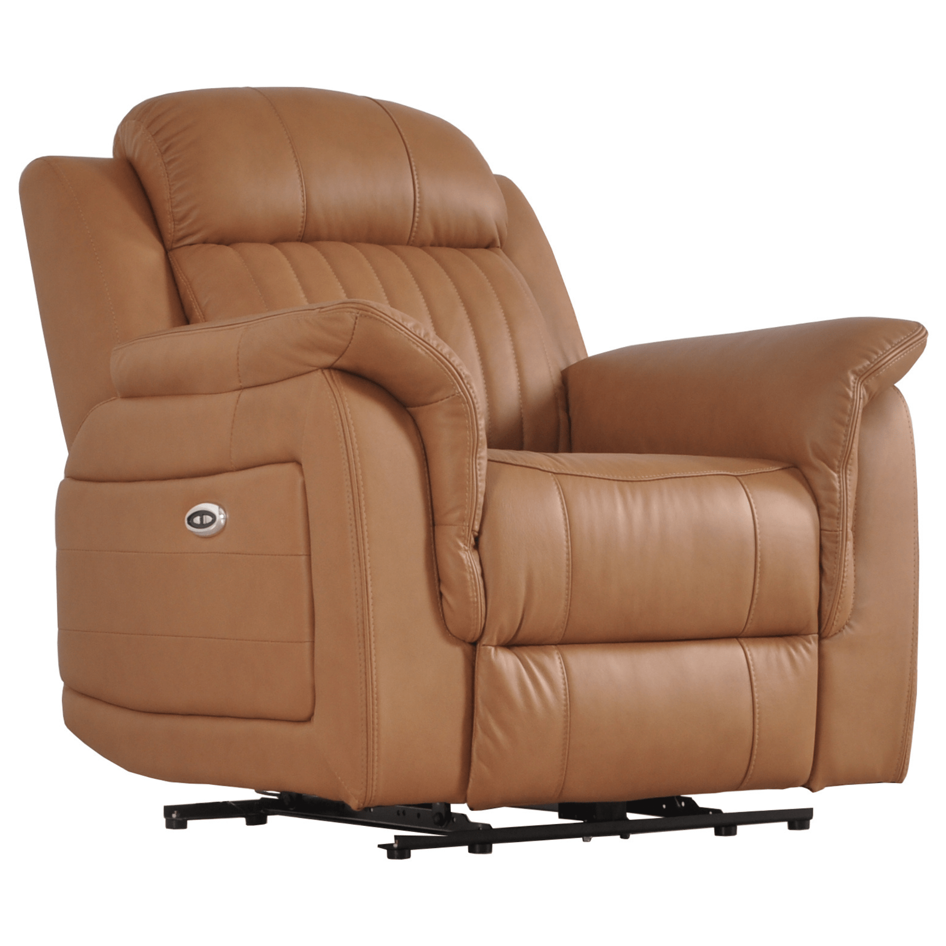 Brown leather recliner chair on a white background