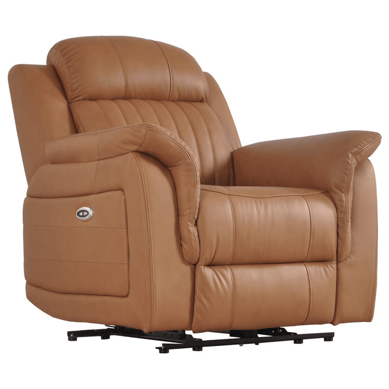 Brown leather recliner chair on a white background