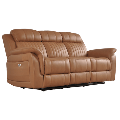 Brown leather sofa on a white background