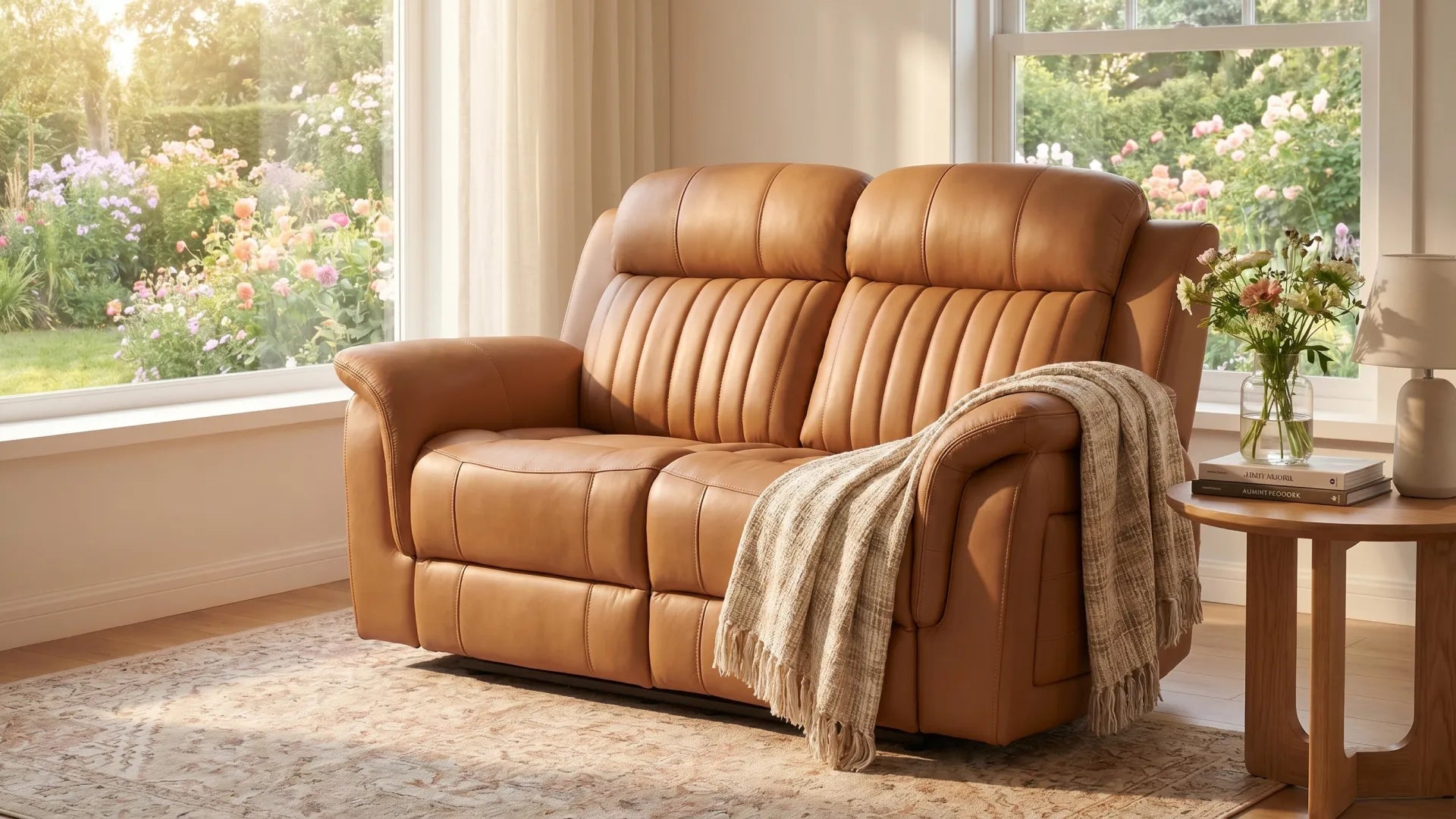 Cidliano Genuine Leather Caramel Electric Recliner 2 Seater Sofa - Furniture Instore