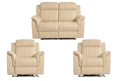 Cidliano Genuine Leather Cream Electric Power Recliner 2+1+1 Seater Sofa  Set