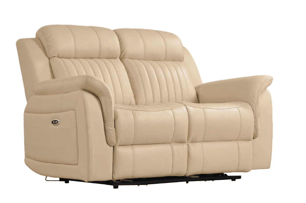 Cidliano Genuine Leather Cream Electric Power Recliner 2+1+1 Seater Sofa  Set