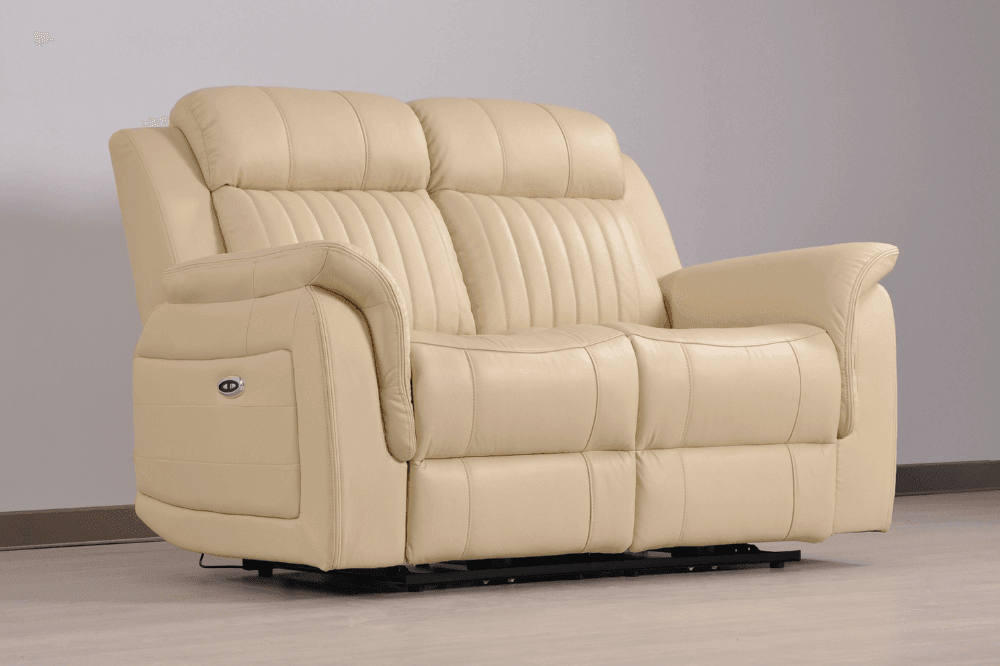 Cidliano Genuine Leather Cream Electric Power Recliner 2+1+1 Seater Sofa  Set
