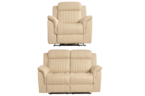 Cidliano Genuine Leather Cream Electric Power Recliner 2+1 Seater Sofa Set