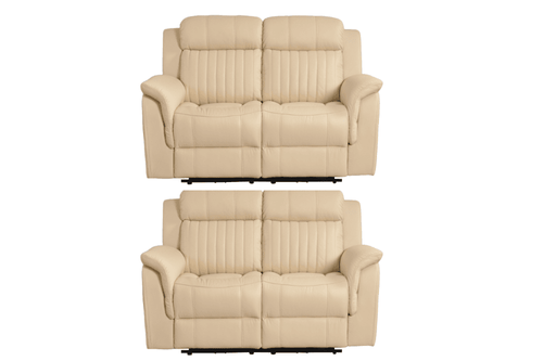 Cidliano Genuine Leather Cream Electric Power Recliner 2+2 Seater Sofa  Set
