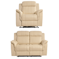 Cidliano Genuine Leather Cream Electric Recliner 2+1 Seater Sofa Set
