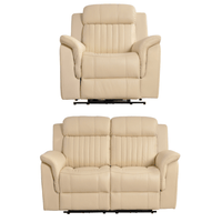 Cidliano Genuine Leather Cream Electric Power Recliner 2+1 Seater Sofa Set