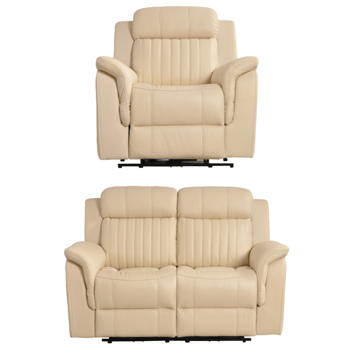 Cidliano Genuine Leather Cream Electric Power Recliner 2+1 Seater Sofa Set