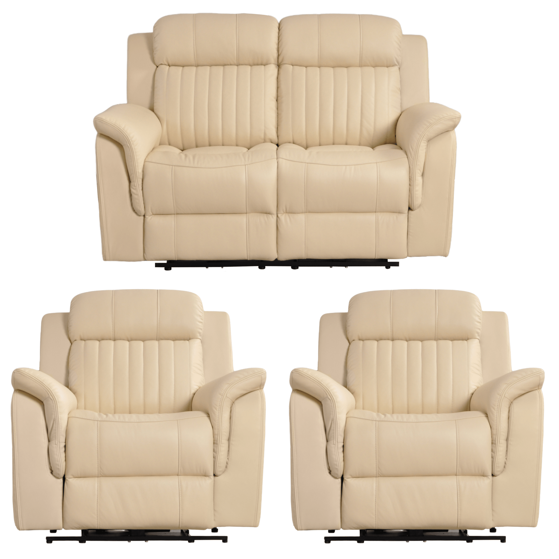 Cidliano Cream 2+1+1 Combo – front-facing cream-colored sofa set with one two-seater and two armchairs on a white background.