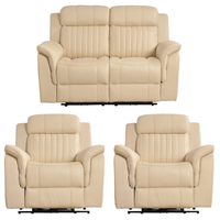 Cidliano Genuine Leather Cream Electric Power Recliner 2+1+1 Seater Sofa  Set